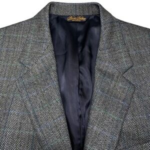 Brooks Brothers Sport Coat 44L 2B1V Wool Tweed Herringbone Retro Overcheck USA